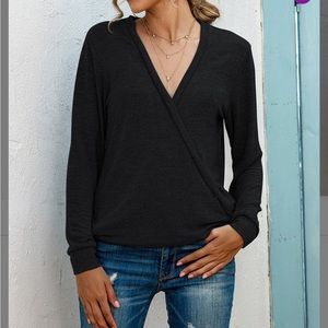 Black Surplice Long Sleeve Top NWT by Coeur de Vague